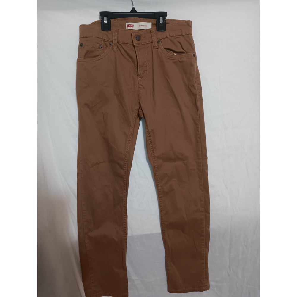 Levis 511 Slim Beige Boys Pants 27x27 Brown Cotton Blend Jeans